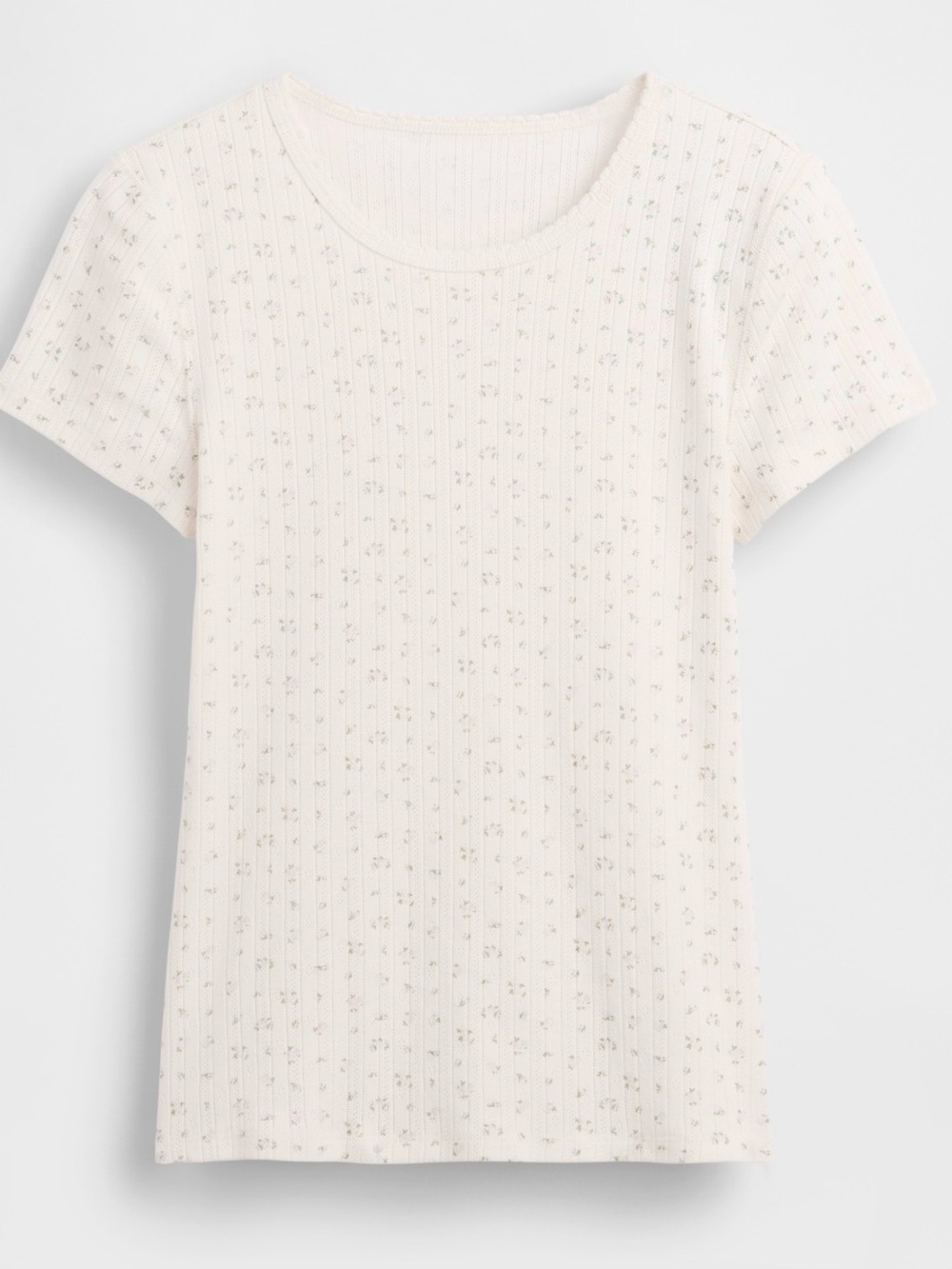 Pretty Gap on trend Pointelle tee t-shirt floral print ivory L M